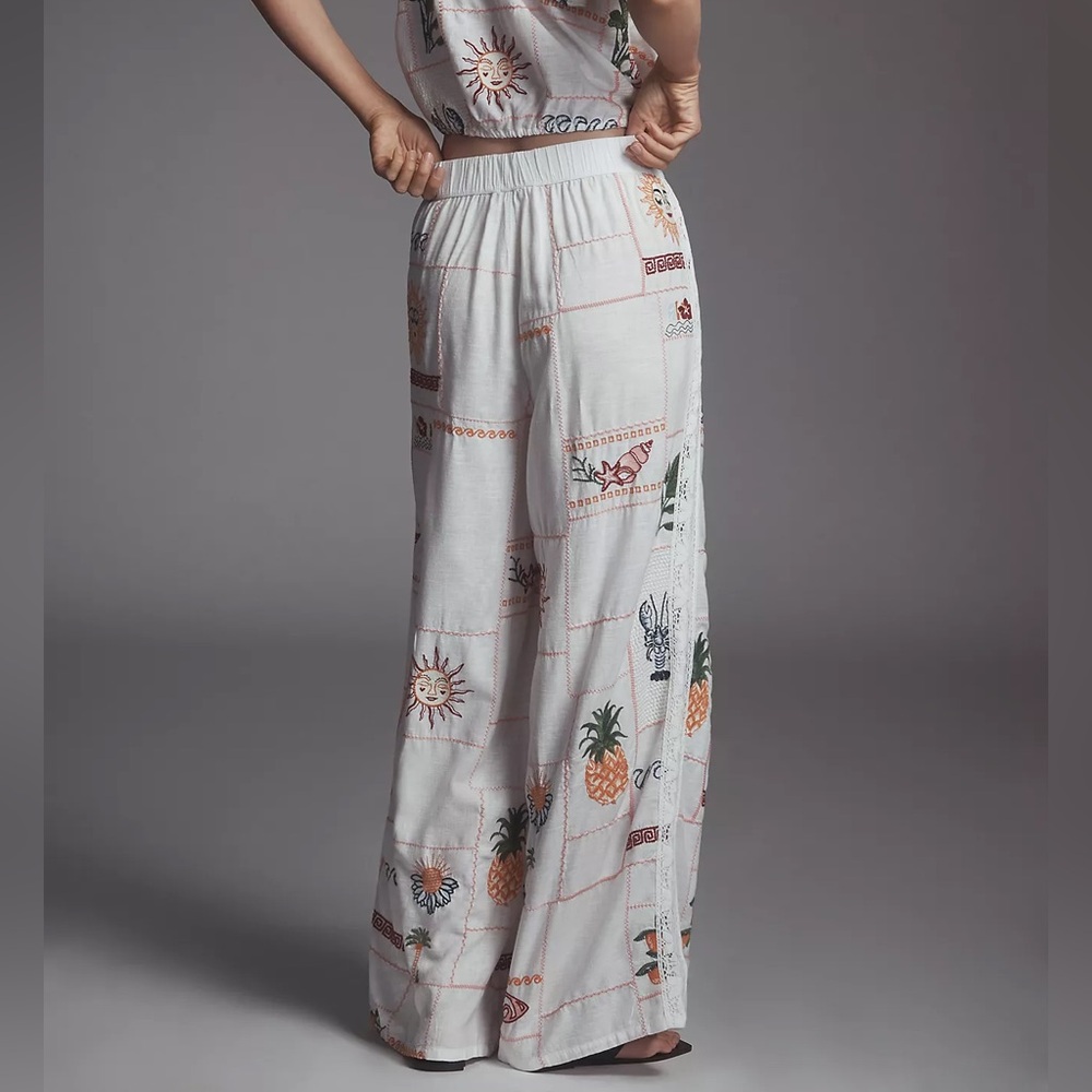 Anthropologie Pilcro Embroidered Patchwork Pants Small New Resort Vacation - Picture 3 of 5